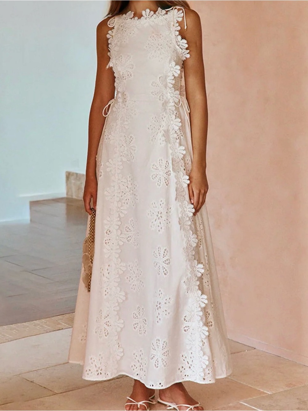 White Lace Floral Midi Dress - Elegant Summer Dress